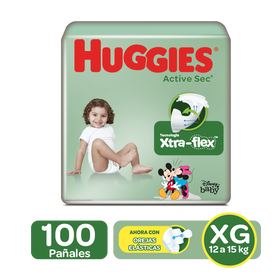 Pañales Huggies Active Sec Etapa 4/XG, 100 Uds